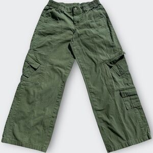 los angeles SIXTY SIX Wide Leg Saddleback Cargo Pants Twill Utility Army Green 7